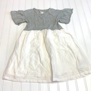 Gap Girl’s 5T Dress White Eyelet Lace Ruffle Sleeves Shirt Mix Media